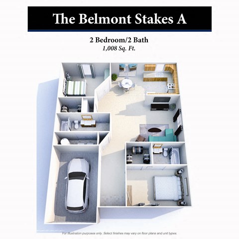 2 Bed 2 Bath Floor Plan at Hartland Place, Lexington, 40517